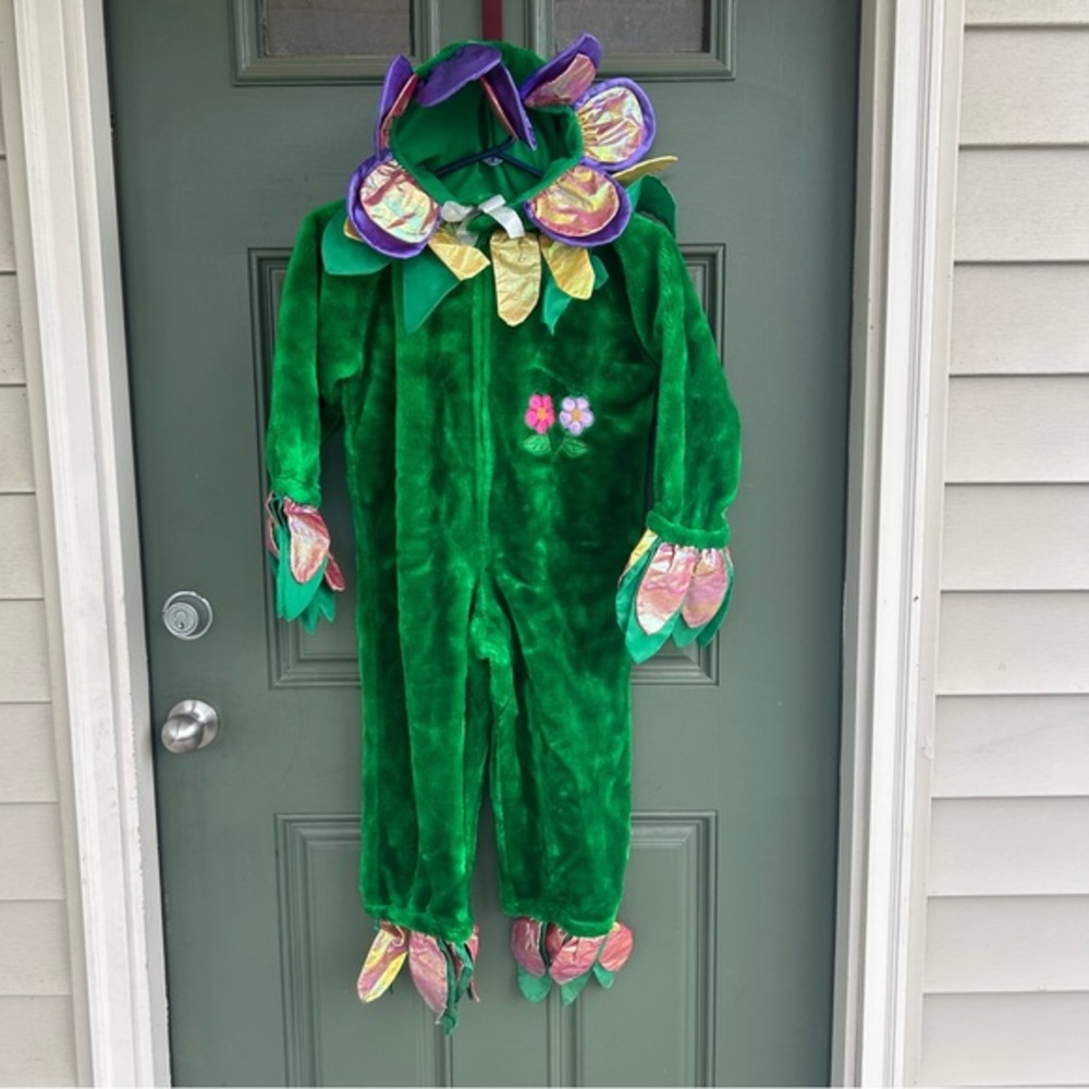 Vtg Chrisha Playful Plush Flower Costume Ages 4-6 Halloween Garden Jumpsuit